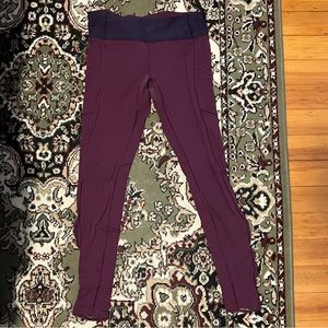Lululemon size 8 leggings. Back pocket, side pockets. Eggplant